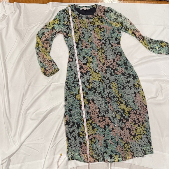LOFT Spring Floral Button Front Dress in Pastels & Grey 00P - Picture 14 of 16